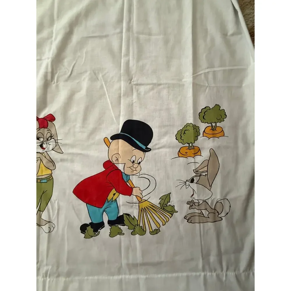 Looney Toons Vintage Burlington‎ House Gold Star White Bed Sheets Size 63 x 104